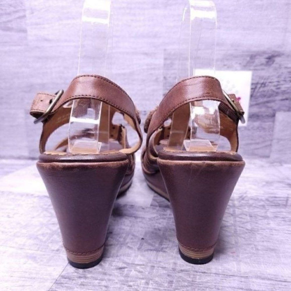 Indigo by Clarks Leather Wedge Sandal Brown Women's sz 11 - Picture 4 of 8